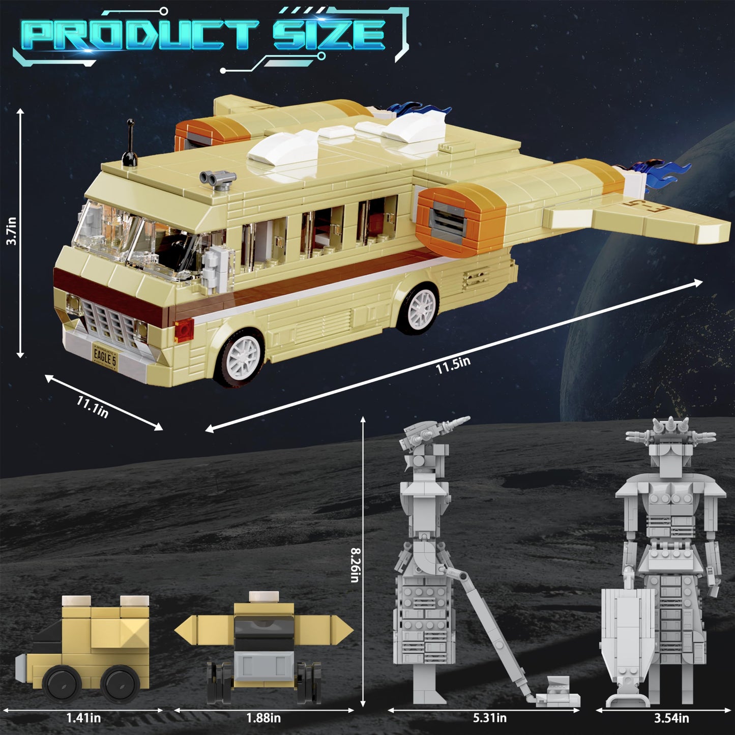 NUTAIN Mega Maid Spaceballs Eagle 5 Building Kit - 1068PCS Creative Toy for Adults & Kids, Compatible with Lego, Great Gift Idea