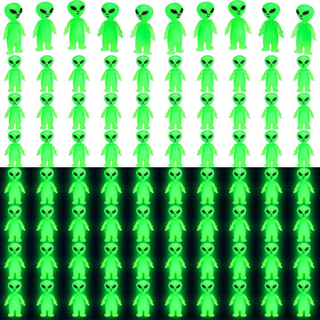 Croblissful 25 Pcs Mini Alien Figures Glow In The Dark Small Aliens Figurine For Halloween Party Favors Prank Alien Figure Rubbe