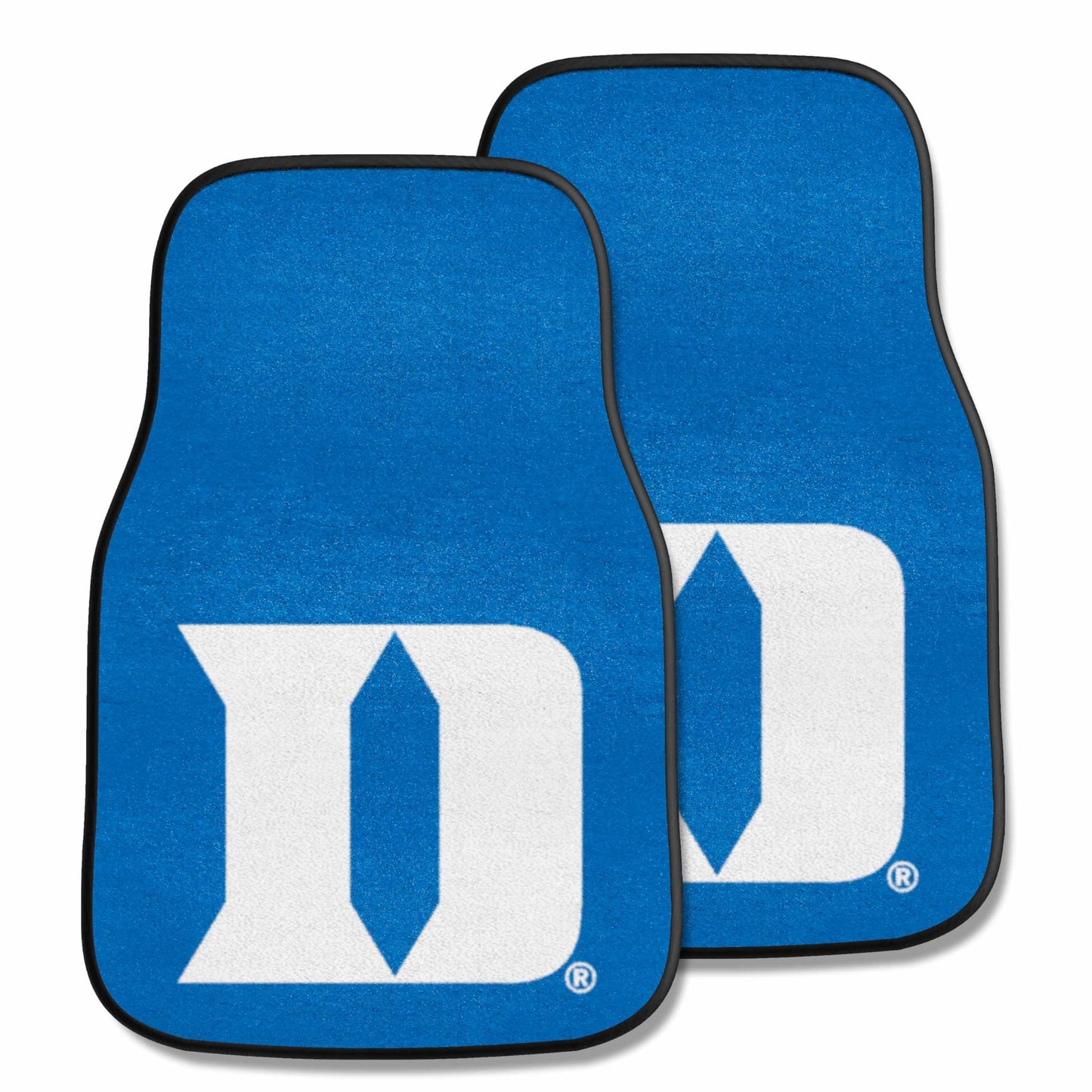 FANMATS 19573 Duke Blue Devils Front 2-Piece Team Logo Carpet Car Mat Set, Front Row Automotive Floor Mats, Non-Slip Backing, Te