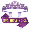 CIEHER Purple Birthday Girl Sash & Crown Kit, Decorations & Gifts for Women & Girls