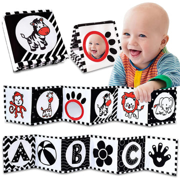 High Contrast Baby Toys For Newborn: Black And White Baby Toys Book 0-3 Months - Tummy Time Mirror For Infant 6 7 8 9 10 11 12 M