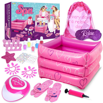 Shemira Gift Set for Girls 7, 8, 9, 10-12 Years Old, Spa Day Toys, Kids Manicure Pedicure Kit and Nail Art Kit, Birthday Gifts f