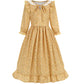 Aoiviss Pioneer Girls Dress Floral Colonial Prairie Costumes For Little Kids With Apron And Bonnet, Yellow