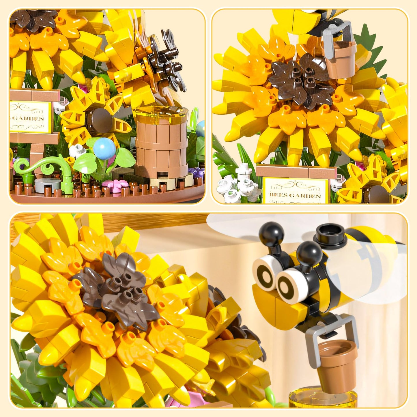 548 PCS Micro Brick Flower Bee Building Sets  Mini Blocks Animals Botanical Collection Blocks Model for mature-themed Toys  Home Decor and Office Art Creative Gift  for Teens Ages 6+ Kids