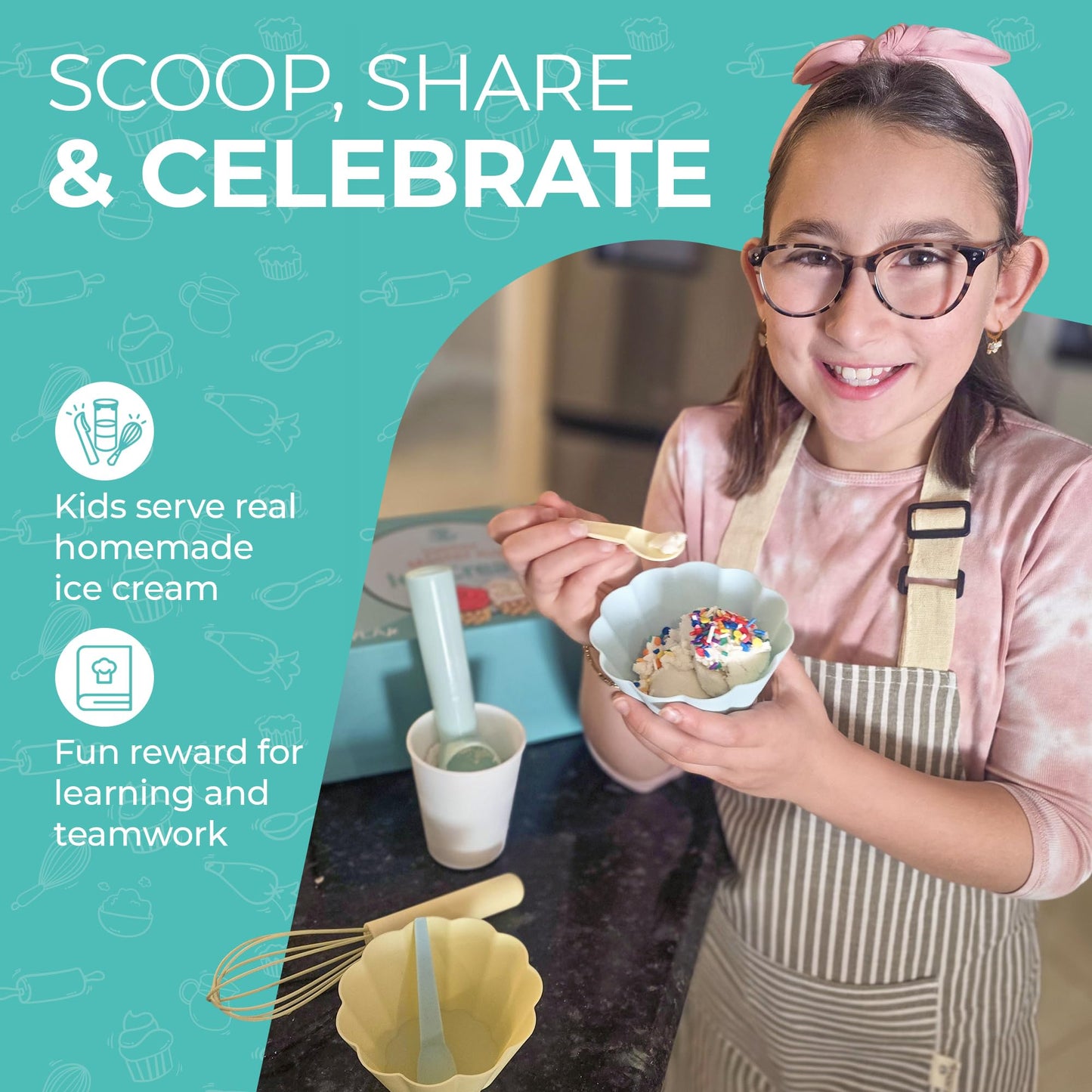 TOVLA JR. Kids Ice Cream Science Kit | STEM Learning Activity | Ages 5-12 | Child-size | Pastel Colors | Model A93