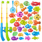 Magnetic Fishing Pool Toys Game For Kids Toddlers, Water Table Bathtub Toy With Pole Rod Net Plastic Floating Fish, Water Bath P