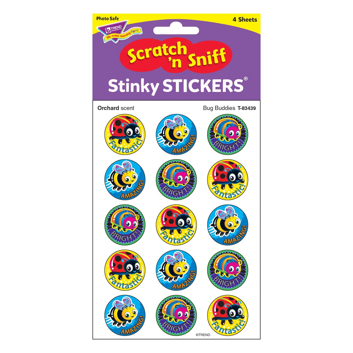 Trend Bug Buddies/Orchard Stinky Stickers, Classroom Incentives, 60 Count