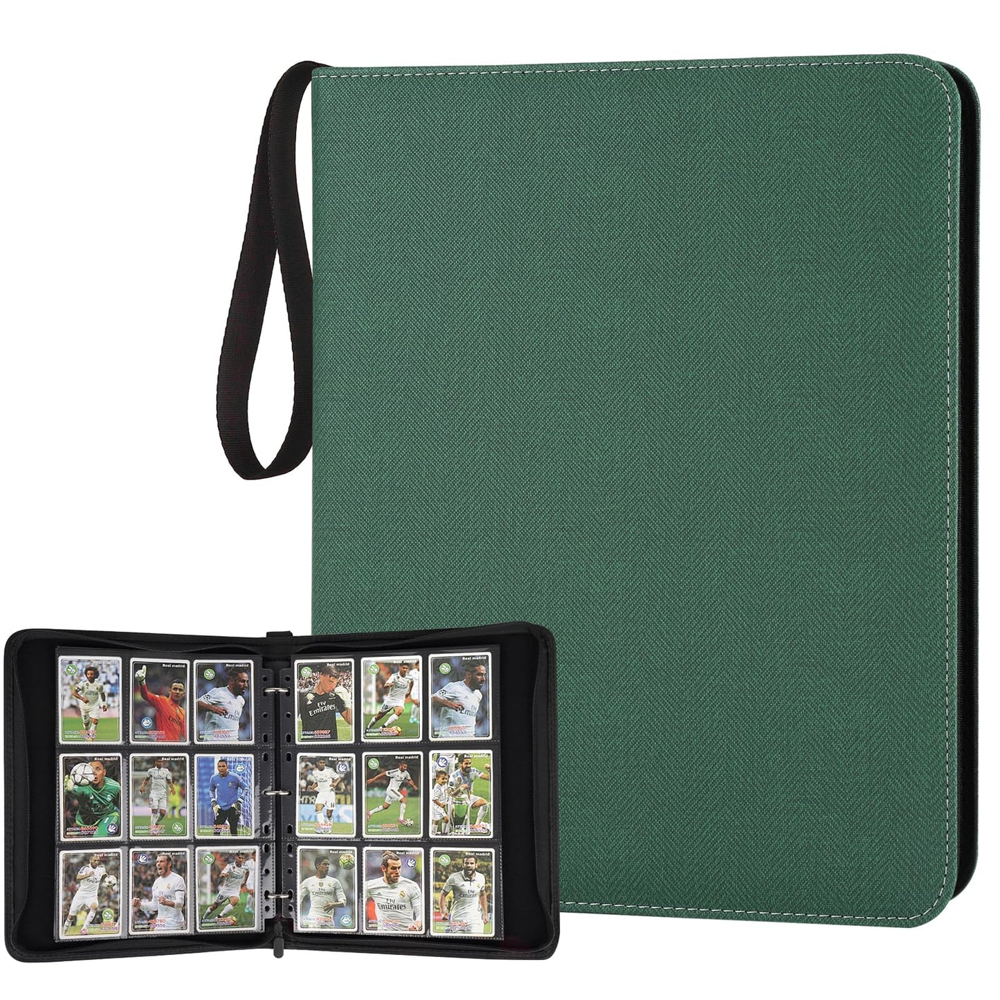 GERMUN 9 Pocket Card Binder  enhanced Zip Trading Card Binder  720 Double Sided Pocket PU Card Collection Binder  Collector Card Album  Card Folder for MTG  TCG  Sports Cards  Game Cards (Dark Green 1)
