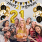 Jobkoo 21St Birthday Decorations Him Her, Black Gold 21 Birthday Party Decor Golden Black 21St Birthday Balloons 21 Cake Topper