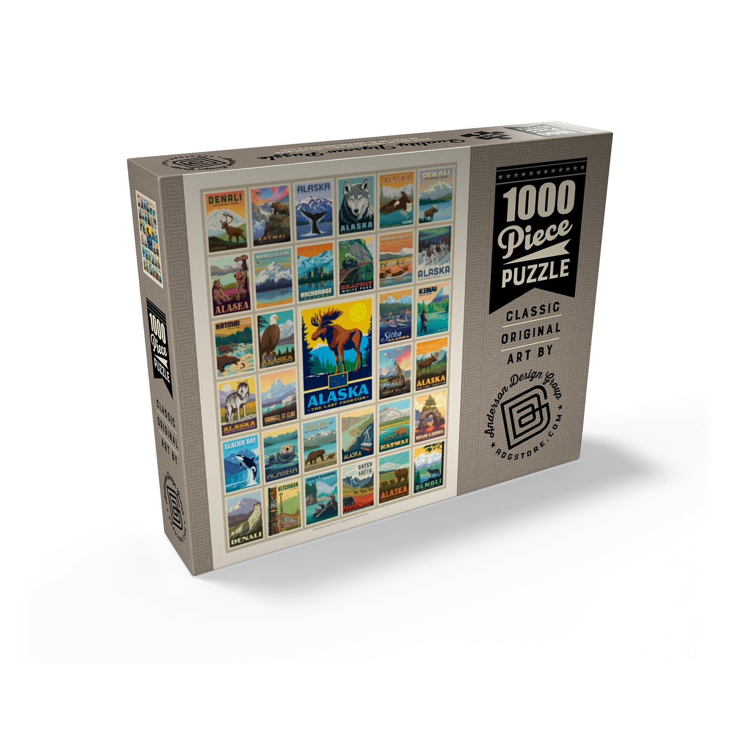 Mypuzzle Alaska: Multi-Image Print, State Pride, Vintage Poster - Premium 1000 Piece Jigsaw Puzzle For Adults