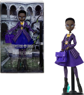 Monster High x Wednesday Doll and Accessories, Bianca Barclay Collectible in Nevermore Academy Uniform with Siren Amulet, Backpa