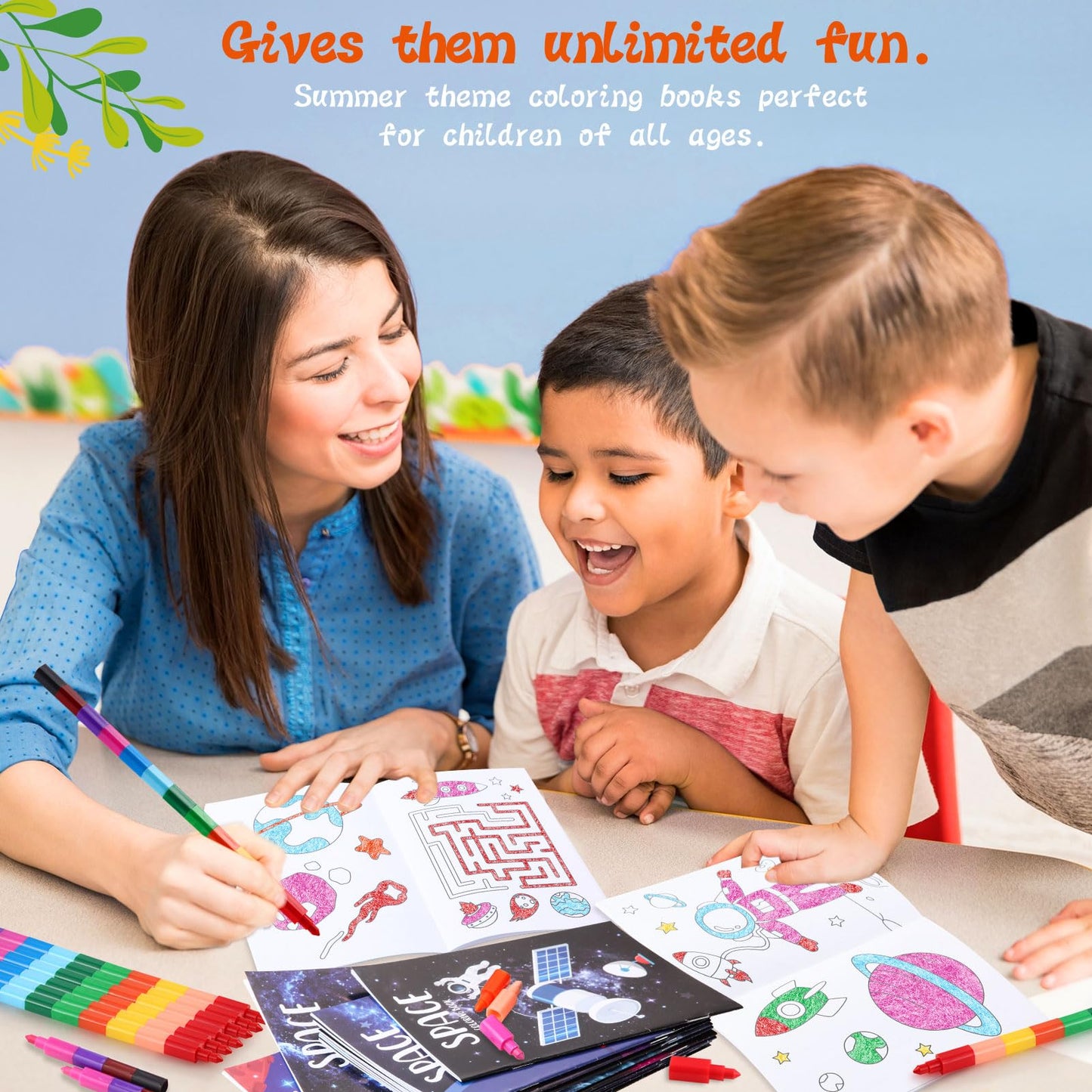 24 Pcs Outer Space Themed Mini Coloring Books Party Favors Alien Small Drawing Book Bulk For Kids Solar System Astronaut Party G