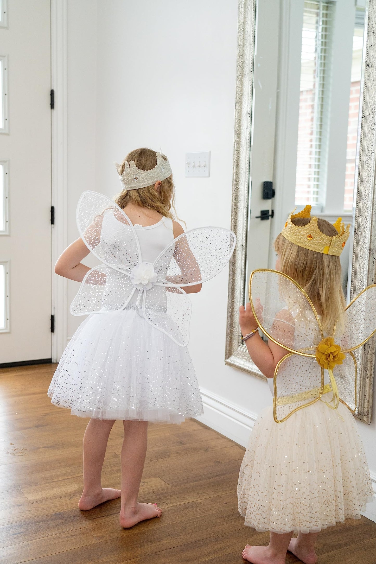 Little Adventures Shimmer Wings Costume Dress Up - Machine Washable Girl Pretend Play And Party Outfit (Silver)
