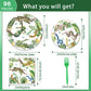 Reptile Snake Birthday Party Decorations - 96 PCS Snake Plates and Napkins Party Supplies Jungle Wildlife Wilderness Reptile Sna