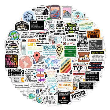 Bulbacraft 100Pcs Funny Travel Stickers, Scrapbook Stickers Travel - Traveler Sticker Pack For Laptop, Travelers Notebook Access
