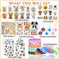 122Pcs Dog Party Favors Gift Set for Kids Dog Birthday Party Supplies Include 12 Dog DIY Face Stickers 12 Dog Bags 12 Keychains