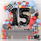 Katchon, Gaint Race Car 15 Balloon Number - 40 Inch | Black 15 Birthday Balloon | 15Th Road Birthday Decorations | 15 Year Old Balloon For 15Th Construction Birthday Decorations | Number 15 Balloon
