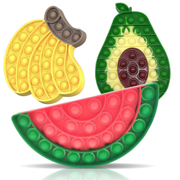 Qetrabone Fidget Sensory Bubble Stress Toy, Fidget Push Toy For Kids, Silicone Fidget Stress Toys For Autistic Children Adult Squeeze Toy Autism (Banana+Avocado+Watermelon)