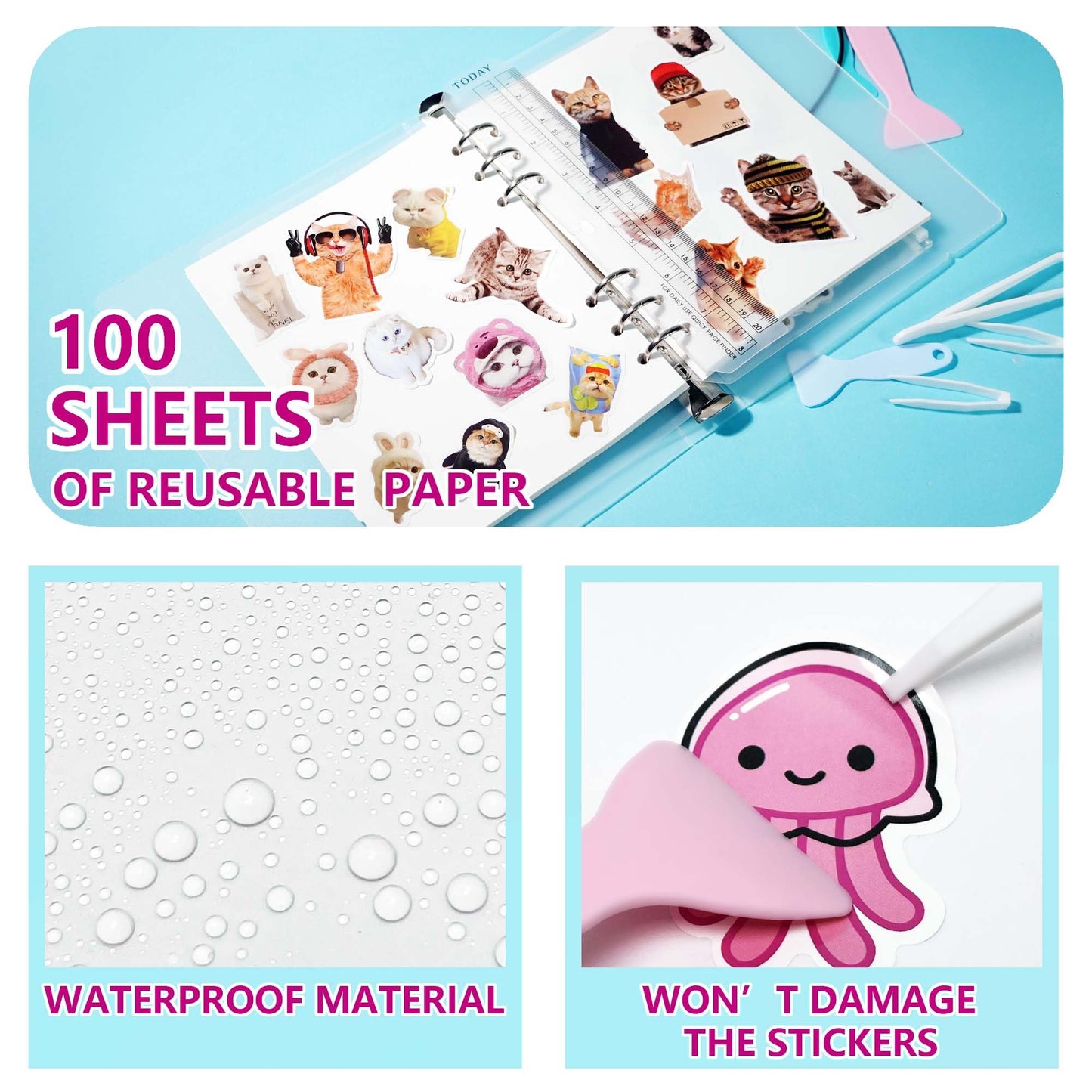 Quick-Find Reusable Sticker Book Collecting Album| A5 Binder Sticker Book For Adults Girls Kids| Sticker Collecting Album| Stick