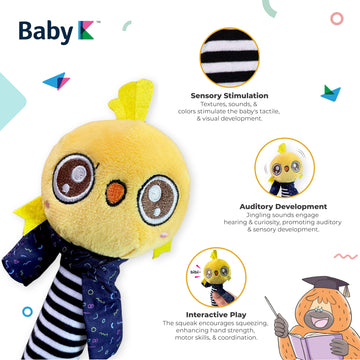 Baby K Baby Rattle Socks & Hand Rattle For Girls & Boys (Pet+Bird Set A) - Baby Toys 6-12 Months - Baby Wrist Rattles And Foot Rattles - Baby Toys For Newborns As Gift - Easy To Wear Baby Rattle Toys