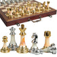 ELONGDI 16.5 Large Wooden Chess Set with Weighted Acrylic Chess Pieces Folding Chess Board Games with Handle 3.5 King Portable Classic Game for mature-themeds and Kids