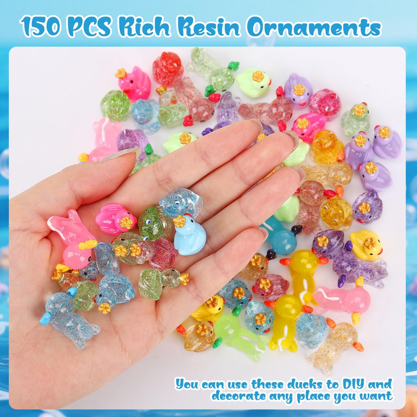 GGSTDDUP 150pcs Mini Resin Animals  Miniature Animal Figurines to Hide  Tiny Resin Crown Ducks  Axolotls  Frogs for Party Favors Bag Fillers Dollhouse Decor(6 Styles)