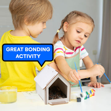 Neliblu Bird Houses to Paint for Kids - Wooden - 12 Pc, Plywood, Durable Material, Educational Fun, Complete Set, Child-Safe, Bu