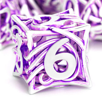 FONVGOGO Metal DND Dice Set of 7 for Dungeons and Dragons Hollow Polyhedral Metal Vine Dice Set D&D with Case Role Playing D and