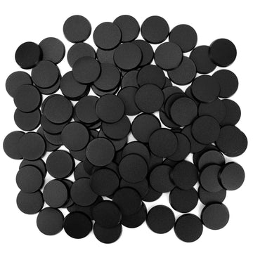 Titawu 100Pcs Miniature Bases+120Pcs Adhesive, 40Mm/1.57Inch Textured Plastic Black Round Model Base For Gaming Miniatures Or Wa