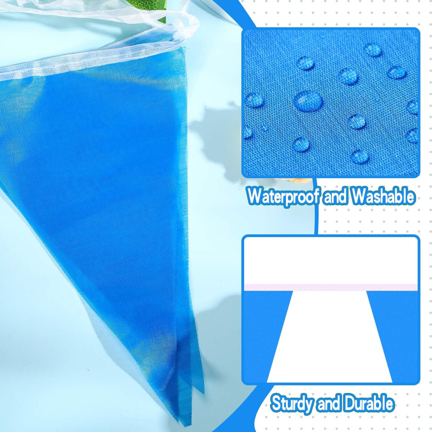 Tatuo 820 Ft 500 Pcs Pennant Banner Flag String Hanging Triangle Bunting Flag For Party Celebration Holiday Wedding Decoration, 10 Set (Blue)