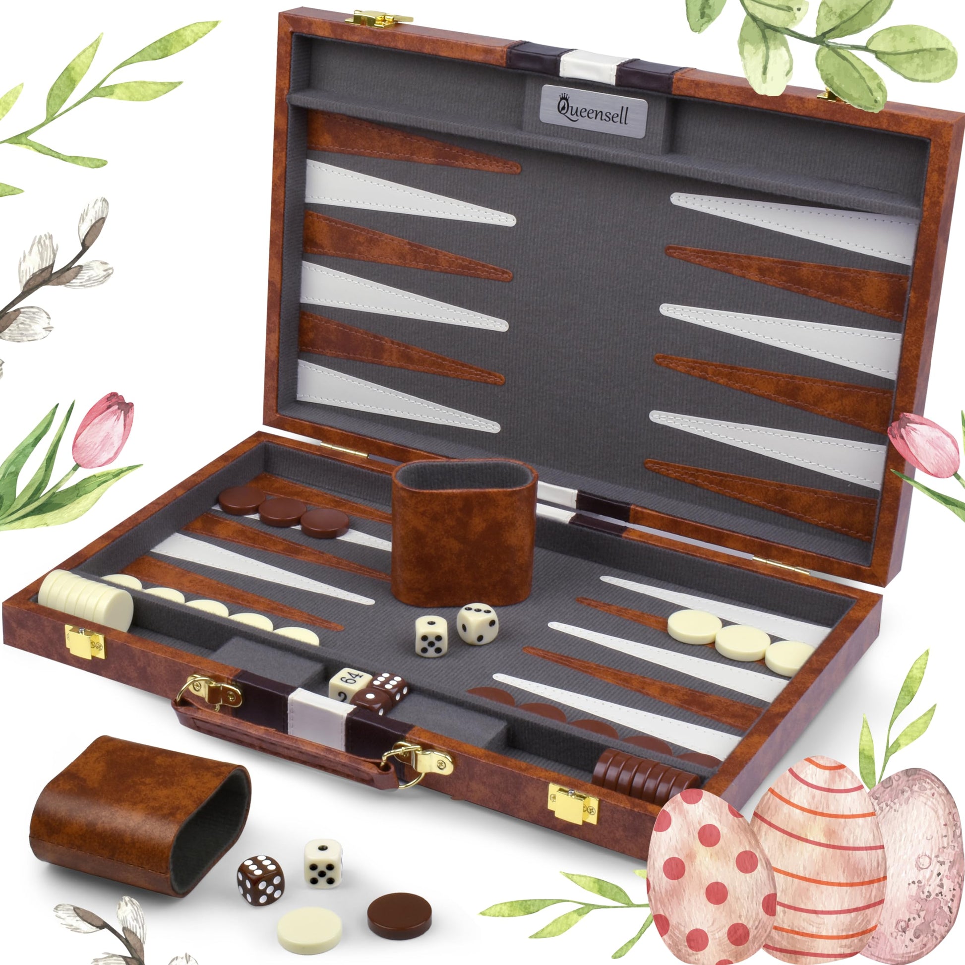 Large Backgammon Sets For Adults - Classic Board Games For 2 Players Adults And Kids - Premium Backgammon Set 15 Inch Board And 32 Backgammon Pieces In Quality Pu Leather Case - Gift For Man