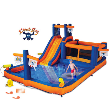Blast Zone Pirate Bay - 20X12 Huge Wet/Dry Bounce House Water Park - Blower - Slide - Climbing Wall - Tunnel - Cannons