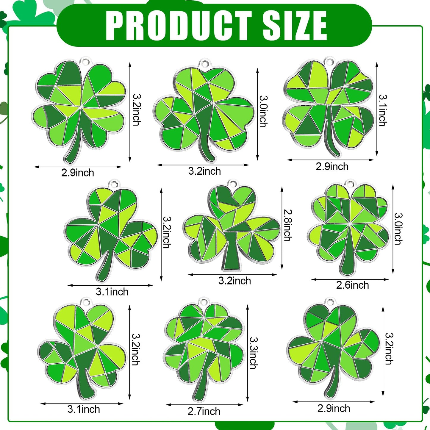 WinnerWhy 36 Sets St. Patricks Day Shamrock Suncatchers Ornaments Decorations DIY Window Paint Suncatchers Craft Kits Lucky Sha
