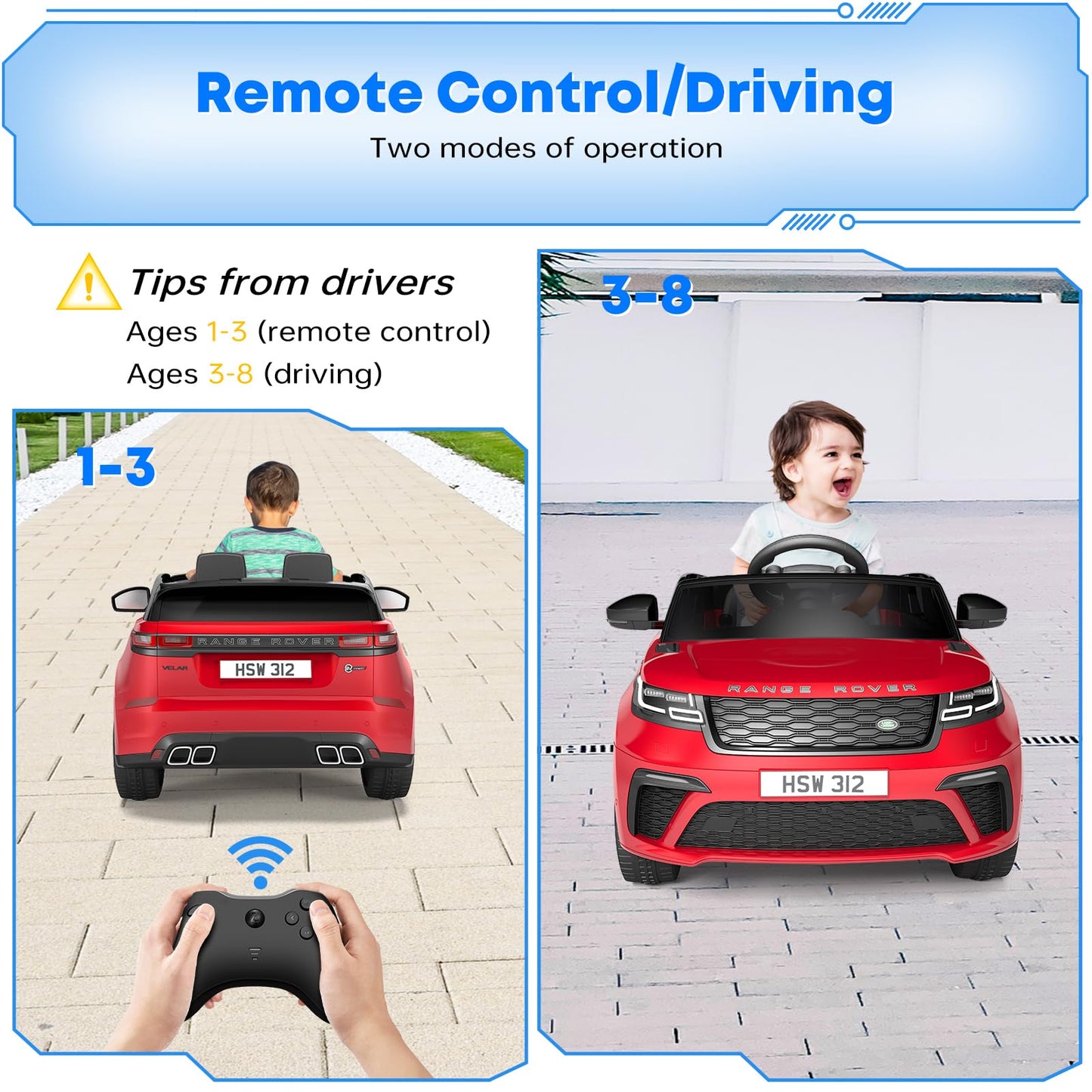 Jojoka Ride On Cars For Kid 4-8, 12V Licensed Land Rover Ride Electric Car For Kids With Parent Remote Control, Mp3 Player, Rock