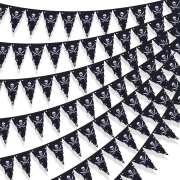 90 ft Pirate Flags Jolly Roger Banner Pirate Party Decoration Skull Triangle Flags Bunting for Party Outdoor Decoration Supplies