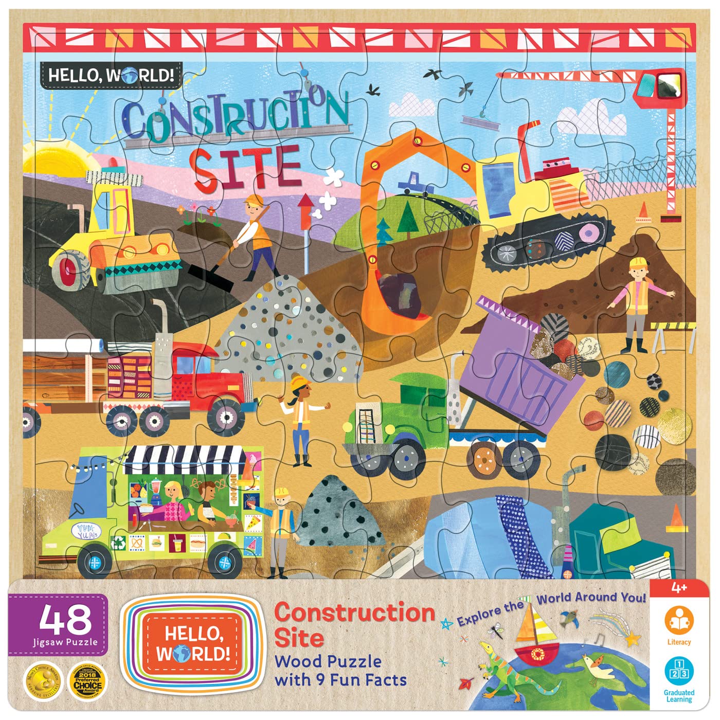 Baby Fanatics MasterPieces 48 Piece Jigsaw Puzzle for Kids - Hello  World Construction Site - 11x11