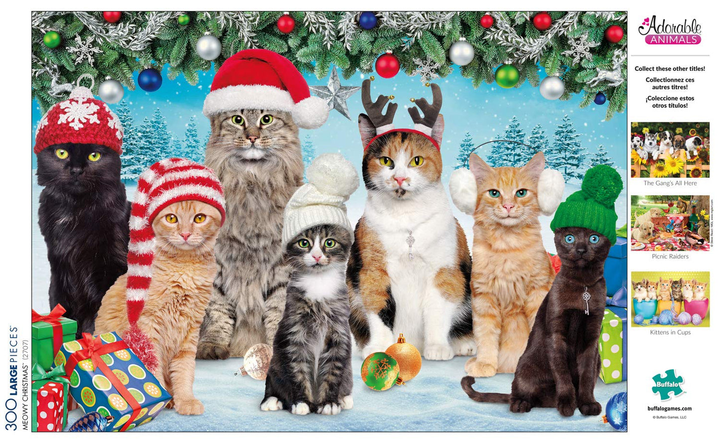 Buffalo Games Meowy Christmas 300 Piece Jigsaw Puzzle - Multicolor, Paper, 21.25 x 15.00, Perfect for Game Nights, Model 2707