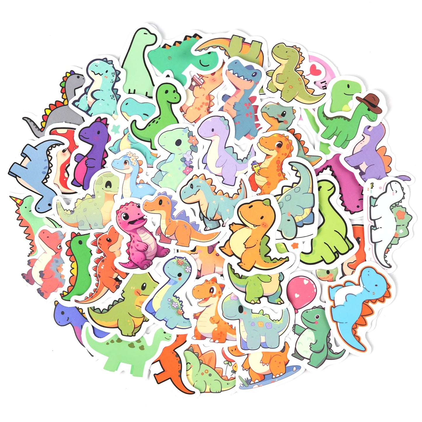 Aowplc 100 Pcs Cute Dinosaur Stickers Pack | Vinyl Stickers For Kids & Toddlers | Dinosaur Party Favors Crafts And Rewards