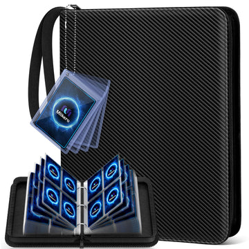 Mlikero 4 Pocket Trading Card Binder with Card Display Design  440 Double Sided Pockets  enhanced Sports Card Binder Compatible with MTG  TCG  Baseball Cards (Black)