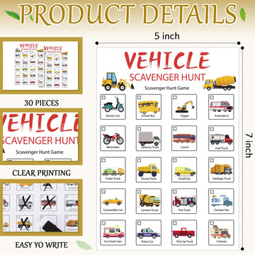 Hoolerry 30 Pcs Nature Scavenger Hunt For Kids Road Trip Game Car Scavenger Hunt Cards Travel Activities Camping Games Outdoor I