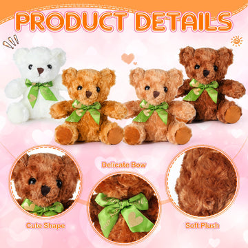 Hydren 24 Pieces Bears Bulk 8 Inch Bears Stuffed Animals Small Soft Bear Plush Stuffed Toy Bears With Bow Tie For Kids Boys Girl