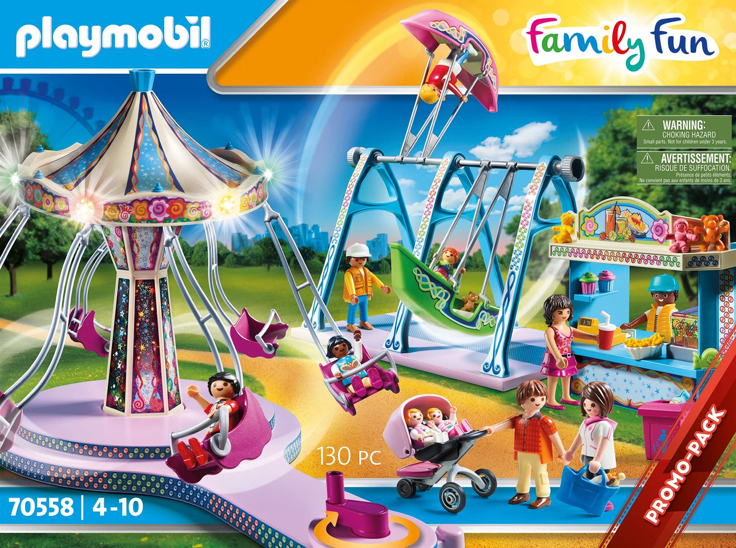 Playmobil Large County Fair Playset, Multicolor, Plastic, 51.5 x 38.5 x 12.5 cm, Model 70558