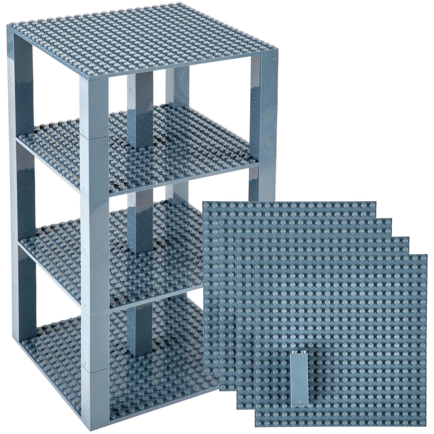 Strictly Briks Compatible With Lego Classic Stackable Baseplates, Building Bricks For Towers, Shelves, And More, Charcoal Gray,