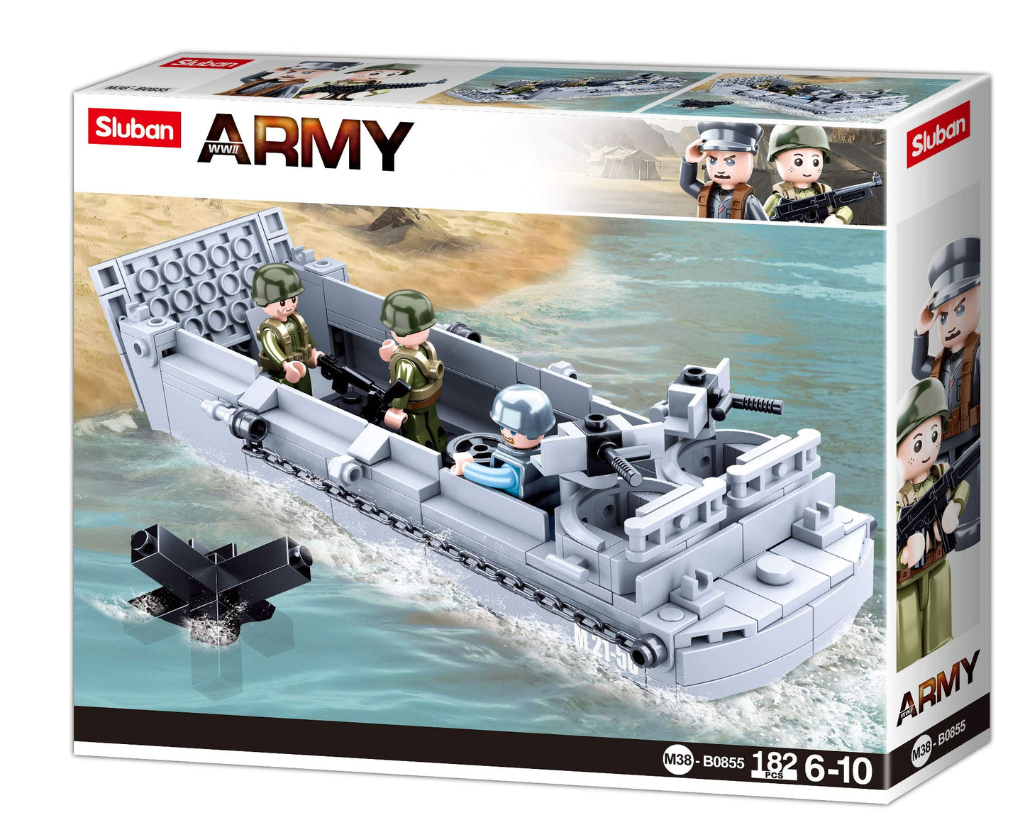 Sluban M38-B0855 (No Suggestions) Landing Craft,Medium, Grey