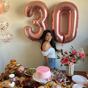 30 Balloon Number, Rose Gold Number 30Th Birthday Balloons 40 Inch, 30 Years Old Rose Gold Birthday Decorations For Men Women, 3