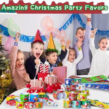 Christmas Gifts for Kids Party Favors Christmas Slap Bracelets for Kids Xmas Gifts for Students and Classes Christmas Stocking S