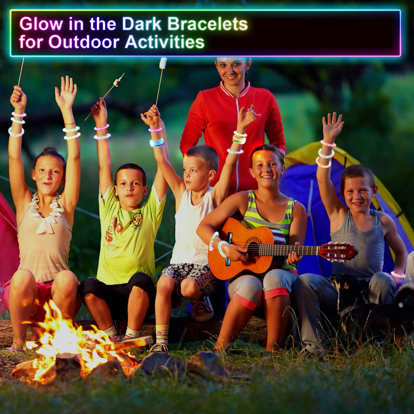 OLUPP 28 Pack Glow Bracelets, Glow Party Supplies Favors,6 Color Glow In The Dark LED Bracelets Light Up Bracelets Glow Sticks P