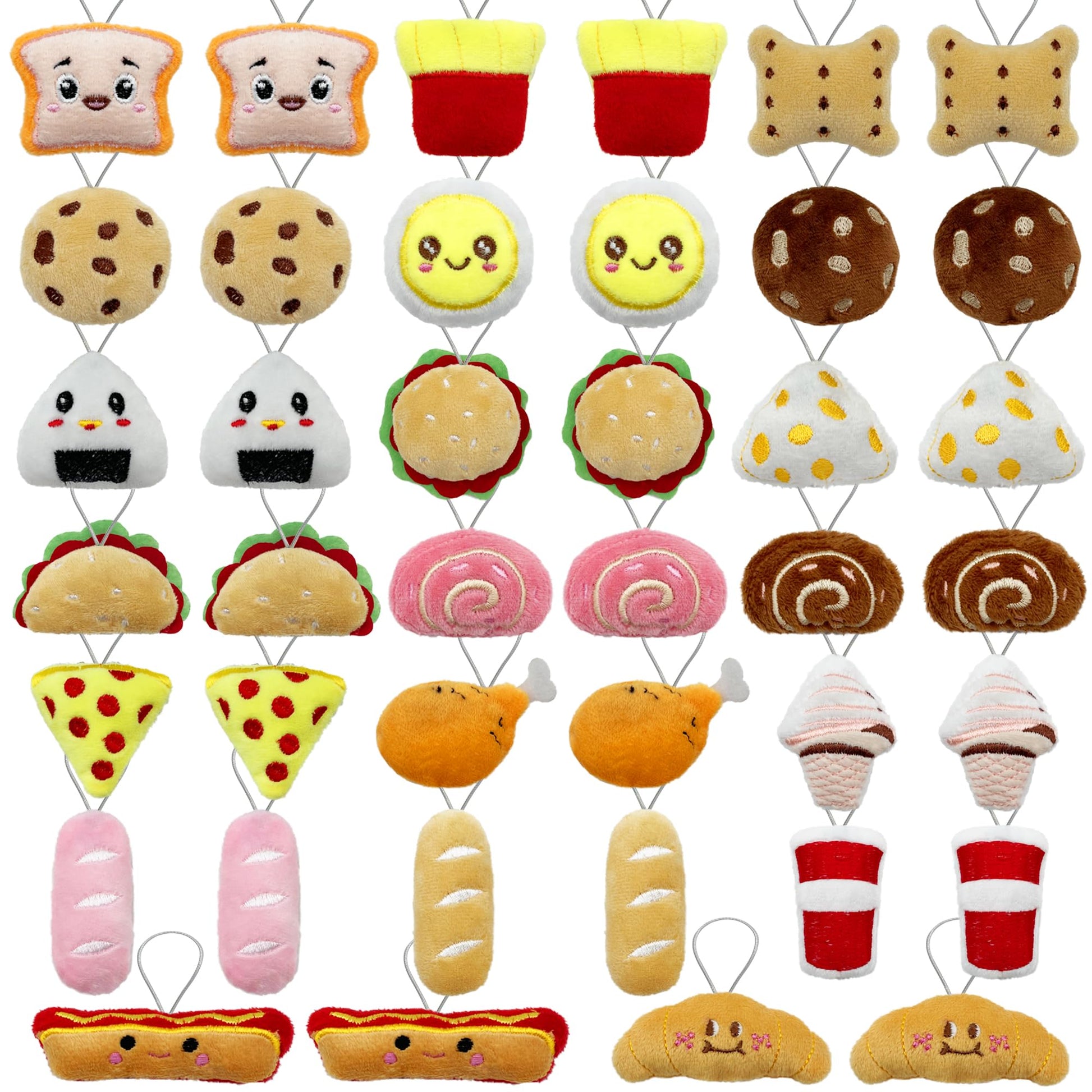 40 Pcs Mini Food Plush Toy Set Cute Small Food Stuffed Toy Keychain For Party Favors Keychain Ornament For Goody Bag Easter Egg 