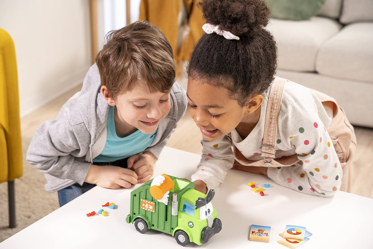 Goliath Trash Stash Game W/ 24Pc Puzzle - Fill Trashcan, Watch It Dump Into Garbage Truck Or Truck Chucks It Up - Includes 24-Piece Puzzle
