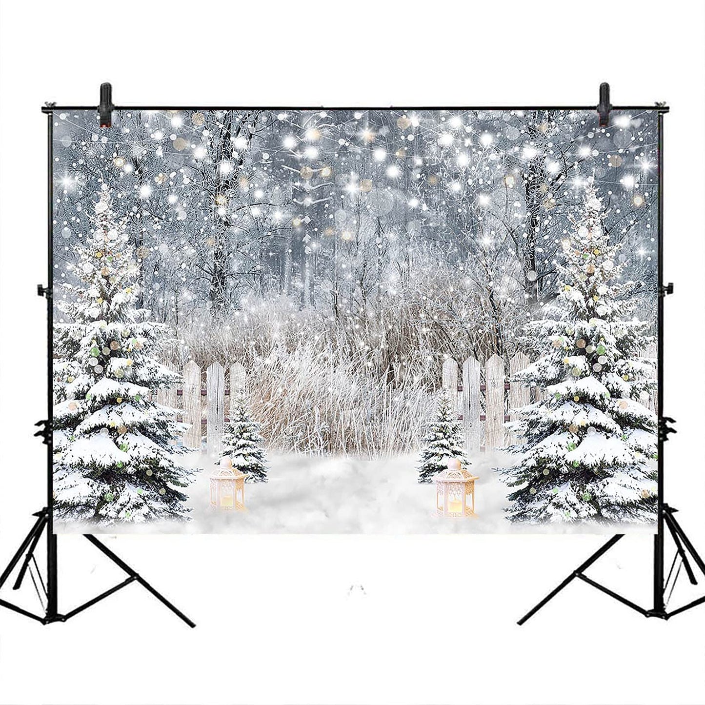 Avezano Winter Photography Backdrop Glitter Snowy Forest Pine Tree Background Snow Christmas Xmas Holiday Party Decor Banner Por